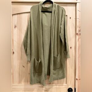 Green Open-Front Women's Cardigan Sweater